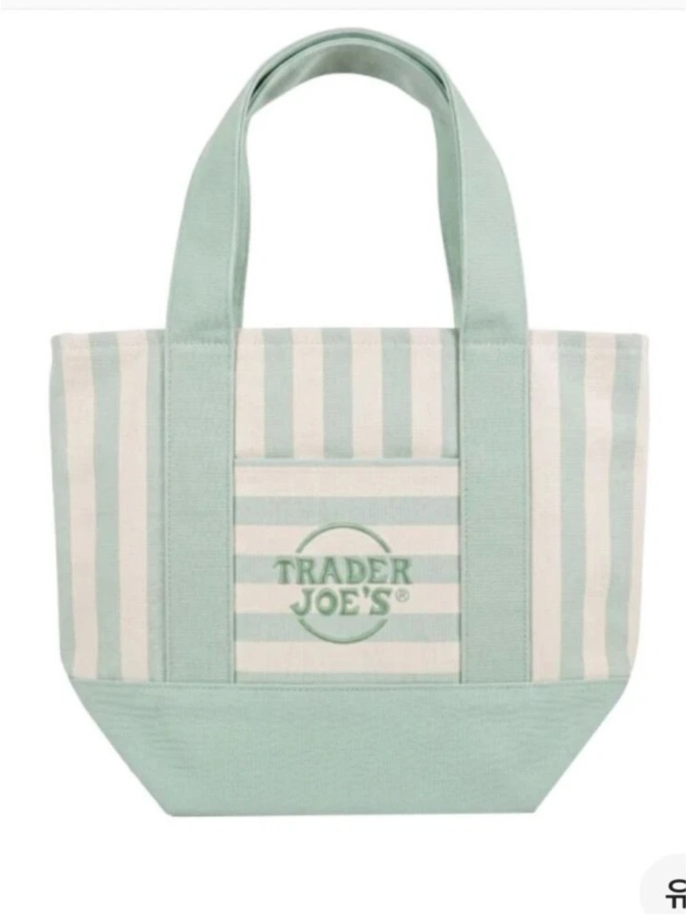 🦚 Trader Joe's Mint & Cream Striped Canvas Tote 🦚